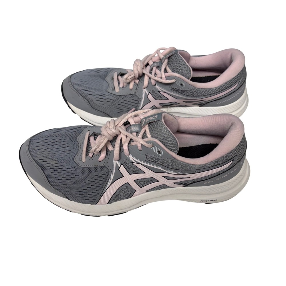 Asics Gel-Contend 7 Womens Running Shoes Grey Pink 1012A910 Wide Size 11